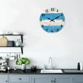 thumbnail image 5 of Big Blue Wall Clocks Battery Operated 16 inch Silent Beach Themed Wooden Clock Decorative for Kitchen Living Room Office Bedroom, 5 of 7