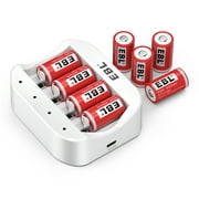 EBL 8-Pack 3.7V CR2 Lithium-Ion Rechargeable Batteries with Battery Charger
