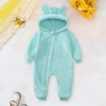 thumbnail image 2 of Letdown Baby Sherpa Bunting Suit with Bear Hood, Long Sleeve Zipper Snowsuit Warm Winter Romper Outfits (Light Blue,18-24 Months), 2 of 4