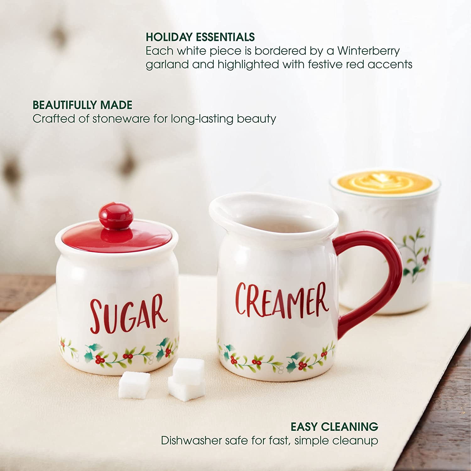 Pfaltzgraff Winterberry Red Sugar Creamer Set