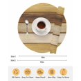 thumbnail image 6 of 13 Inch Round Placemats Set of 4, Vintage Yellow Wood Non Slip Heat Insulation PP Table Mats, Farmhouse Retro Wooden Plank Washable Place Mats for Kitchen Dining Party Table Decor, 6 of 7