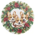 thumbnail image 3 of Ryvnso Corgi Dogs Christmas Wreath Round Plate Mats Dining Table Placemat Set of 4 for Holiday Decoration, 3 of 7