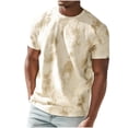 thumbnail image 4 of Aobny Baggy T-Shirt Tie-Dye Cotton Mens Tshirt Big & Tall Short Sleeve Crew Neck Mens Oversized T Shirt,Khaki,L, 4 of 5