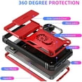 thumbnail image 6 of Design for Google Pixel 8 Pro Phone Case with Screen Protector Ring Holder Kickstand Heavy Duty Rugged Shockproof Military Grade Bumper Protective Cover for Women Men Girls 6.7 inch Red, 6 of 14