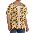 thumbnail image 2 of Balery Vintage Plaid Cute Sunflower Camisa Casual de Manga Corta con Botones para Hombre, Texturizada, Estilo Cubano, para Playa, Verano-XX-Large, 2 of 5