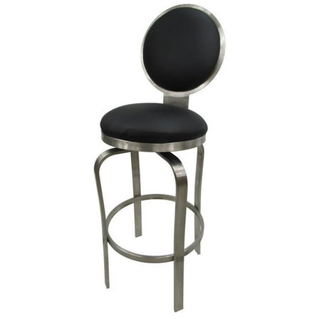 Tobias Designs 30" Contemporary Stainless Steel Swivel Bar Stool in Black