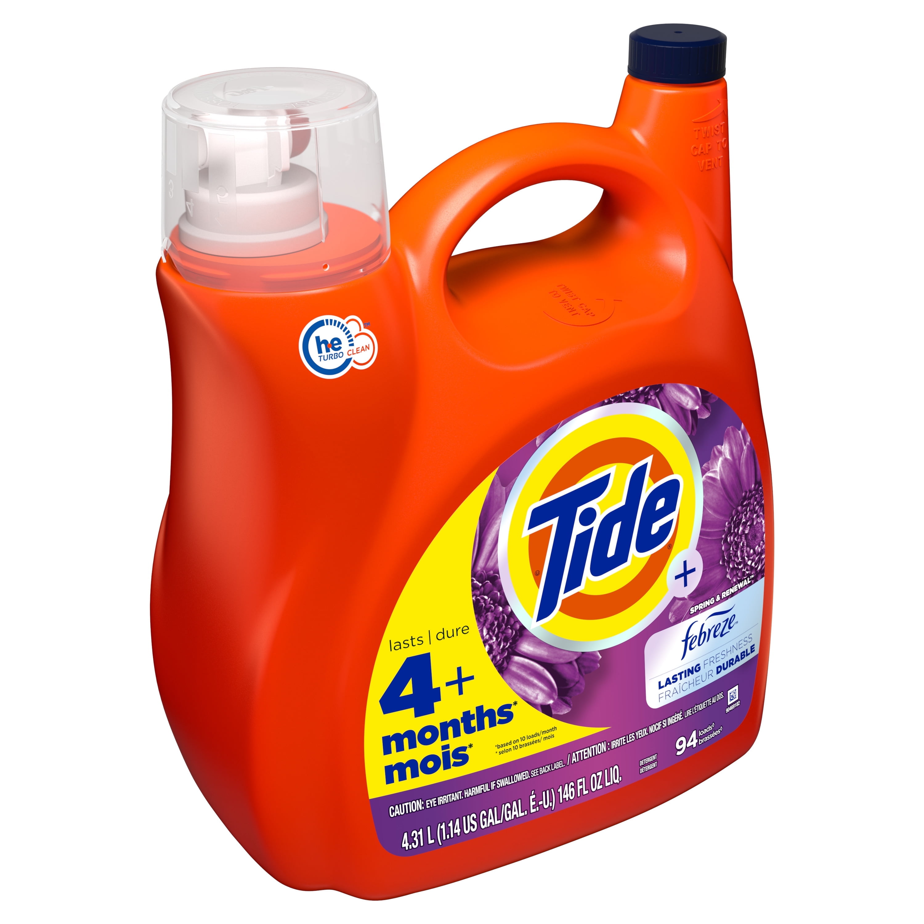 Tide Plus Febreze Spring & Renewal Liquid Laundry Detergent, 146 fl oz