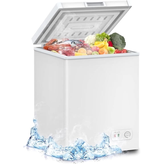 Ecotronic 3.8 Cu.Ft Chest Freezer, Compact Deep Freezer with 7 Adjustable Temperature Settings, Removable Basket, Low Noise, Top Open Door for Apartment, Kitchen & Home