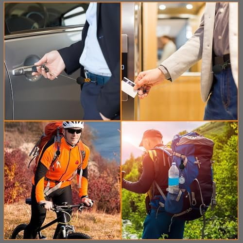 Retractable Keychain 4 Pieces Heavy Duty Carabiner Badge Holder Retractable Badge Reel ID Holder Extendable Key Ring Key Holder (Black + Green + Blue + Orange-Black)