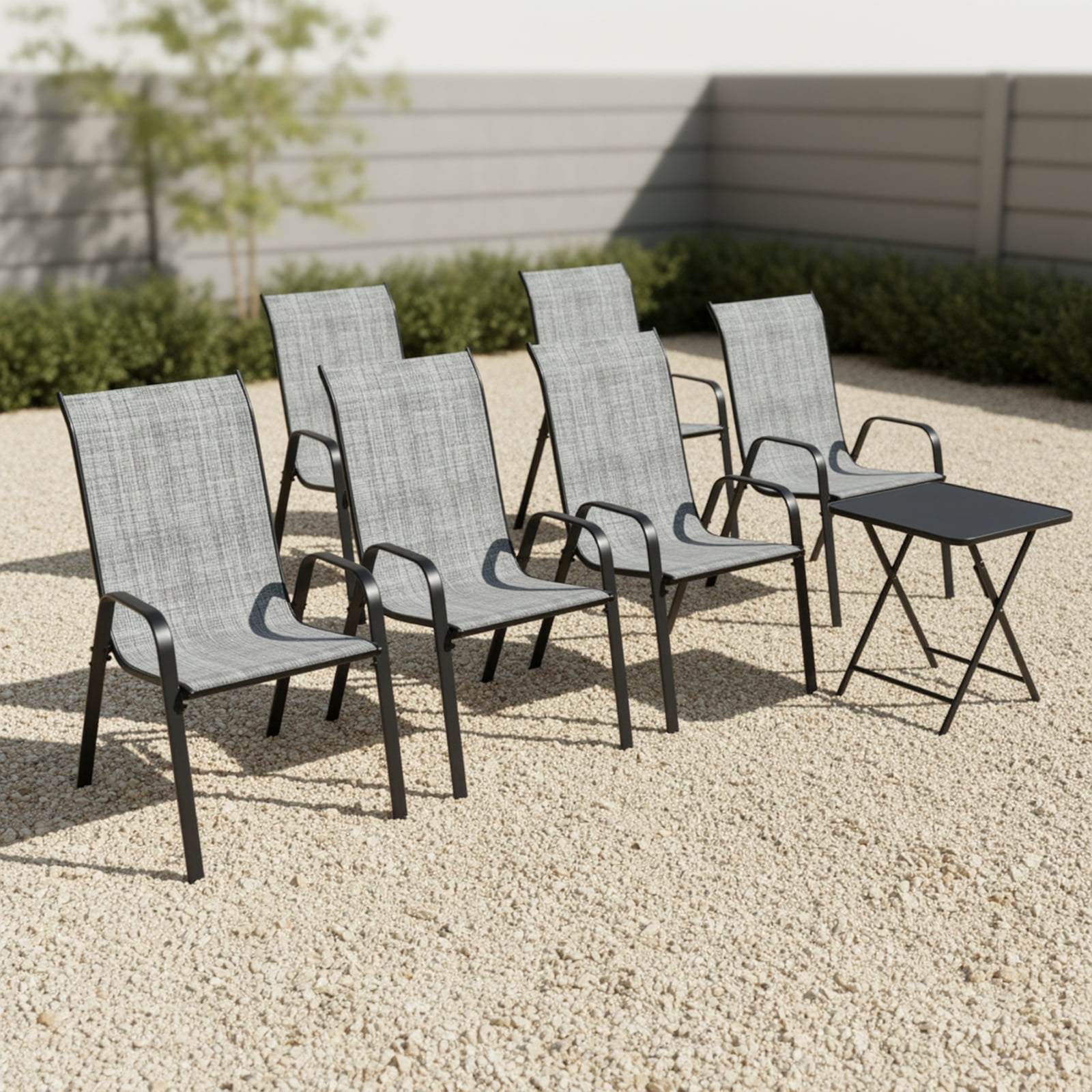 TLSUNNY Outdoor Dining Chairs Set of 6, Stackable Patio Chairs, for Camping/Poolside/Porch/Outdoor Dining Areas
