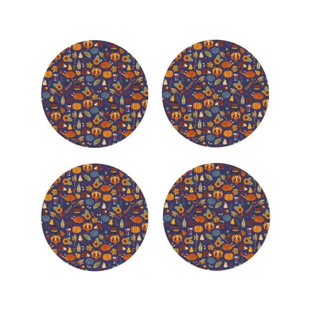 

Kdxio Thanksgiving Turkey 2 Funny Coasters 4 Pcs Leather Coasters Housewarming Gifts Protect Furniture from Water Marks Scratch and Damage