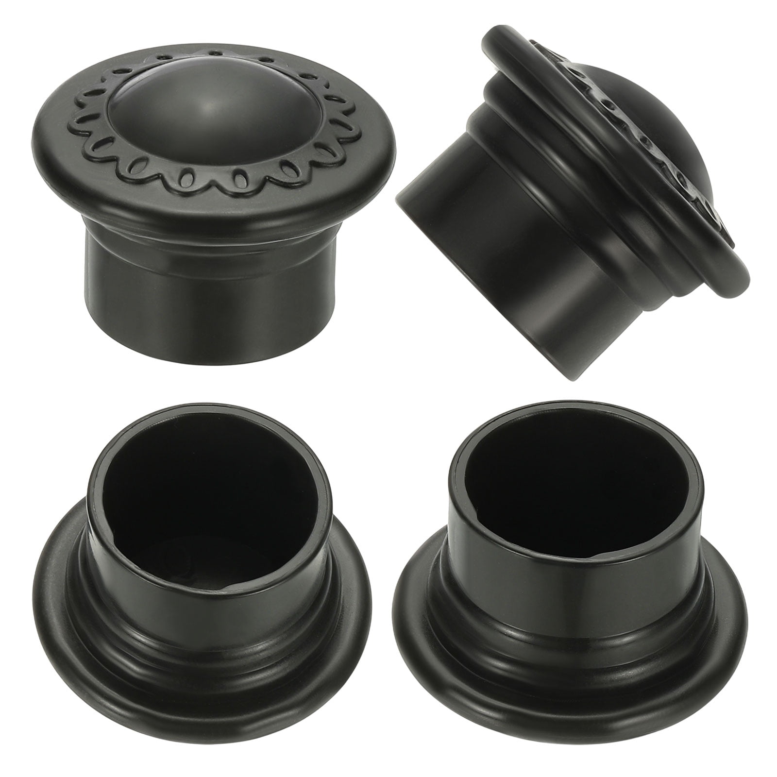 Unique Bargains Curtain Rod End Plastic Drapery Rail Pole Head Cap Modern Black