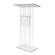 FixtureDisplays® Clear Podium Plexiglass Lecturn Transparent Church Pulpit with Christian Church Cross Prayer Hand Trinity Style Easy Assebmly Required 15411+12152