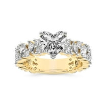 IGI Certified 4 Carat Heart Shape Lab Grown Diamond Engagement Ring | 14K Yellow Gold | Skylar Side Stone Encrusted Diamond Ring | FG-VS Quality Friendly Diamonds