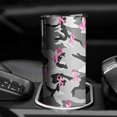 thumbnail image 3 of 20oz Gray Camo Pink Ribbon Pattern Skinny Tumblers Stainless Steel Tumbler with Lid and Straw,Vacuum Insulated Double Wall Travel Tumbler Cups with Cleaning Brush for Coffee,Tea, 3 of 6