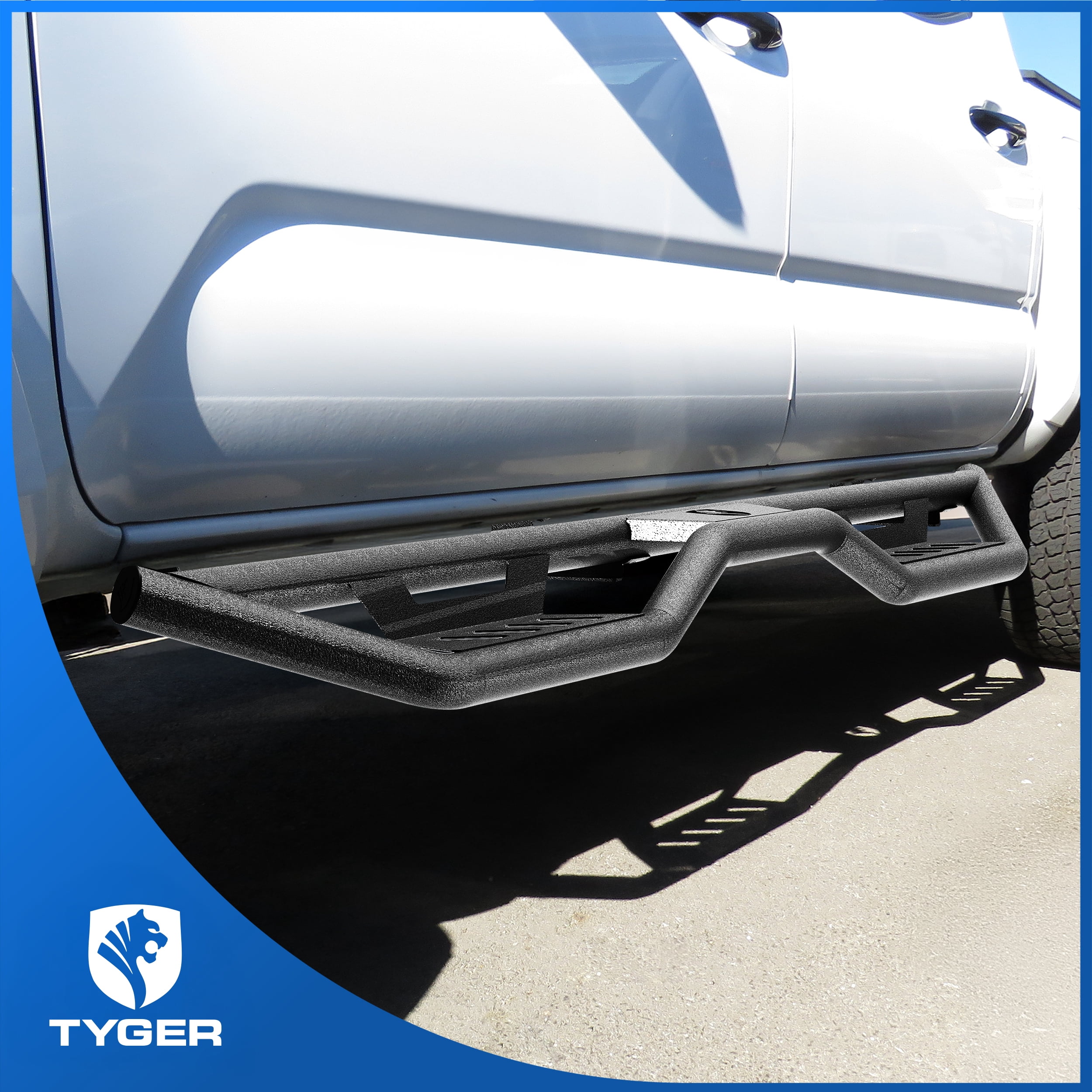 Tyger Auto Tyger Kobra Running Boards Compatible with 2024-2026 Toyota Tacoma (Fits Hybrid) | Double Cab | TG-KB2T25002 | Textured Black Drop Step Rail