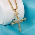 thumbnail image 3 of Crystal Nail Design Gold Plated Christian Cross Jesus Pendant Anti-Tarnish Necklace, Jewelry-265-GP, 3 of 5