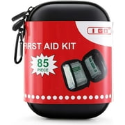 I Go Compact First Aid Kit - Hard Shell Case for Hiking, Camping, Travel, Car - 85 Pieces