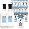 Nkd Distillery Gin Alternative Premium Non-Alcoholic Spirit 750 ML Bottles w Owen’s Mixers Club Soda 8.2 OZ Cans - Perfect for Mocktails - A