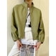 thumbnail image 2 of Chaqueta corta de cuero genuino para motocicleta para mujer, primavera otoño 2024, tendencia elegante, cuello alto, cremallera, abrigo de piel de oveja real para motorista, 2 of 5