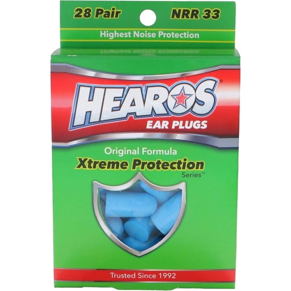 HEAROS Extreme Protection Ear Plugs, NRR 33 Foam Ear Plugs for Noise Reduction, Blue, 28 pairs