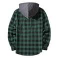 thumbnail image 5 of Men's Plaid Shirt with Chest Pocket,Button Long Sleeve Hooded Pullover Top with Drawstring,Trendy Casual Outfits, 5 of 7
