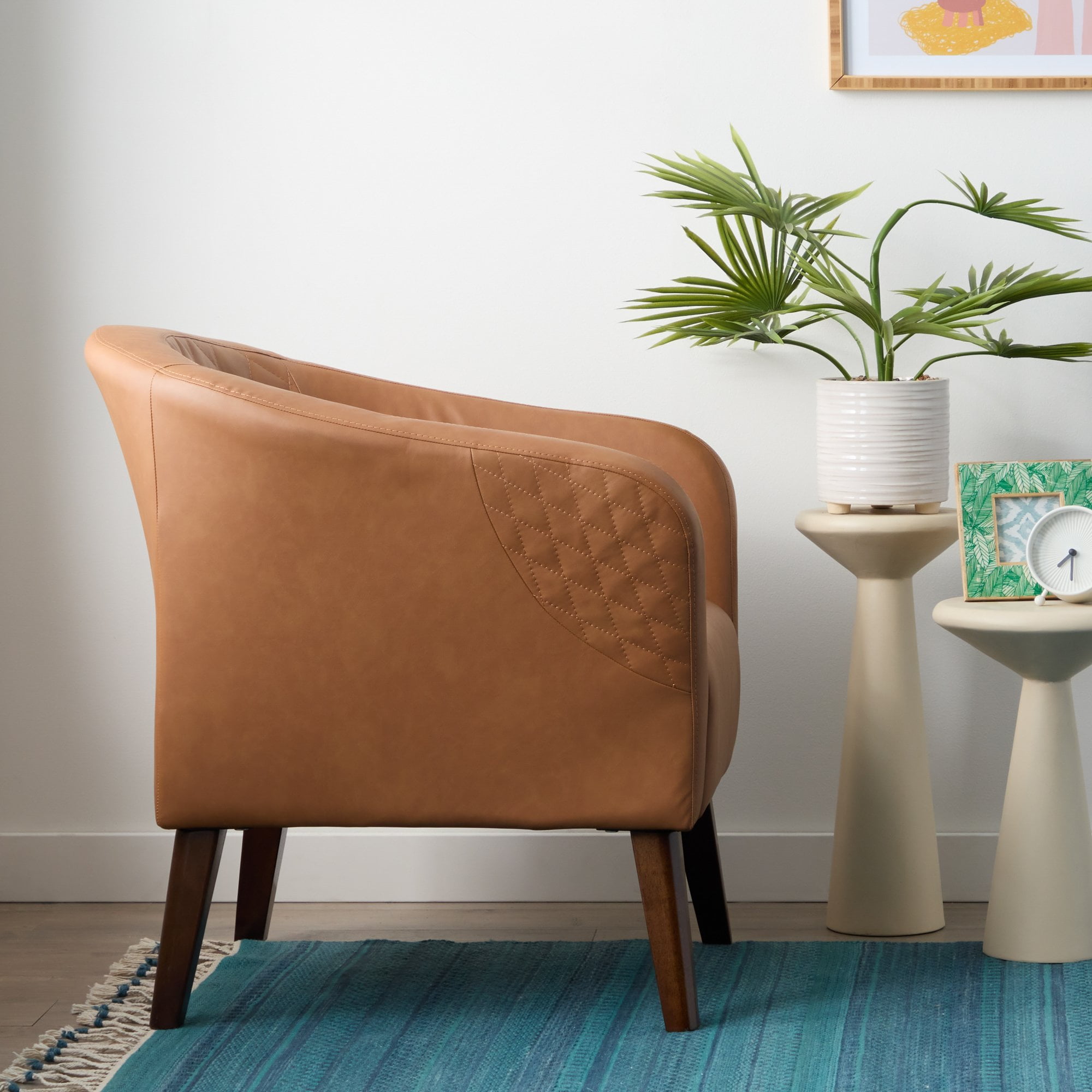 Mayview Upholstered Club Chair, Camel Faux Leather