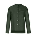 thumbnail image 4 of Giftesty Womens Plus Size Women Casual Stand Collar Long Sleeve Solid Color Shirt Top Single-Breasted Cardigan Blouse with Pockets, 4 of 8