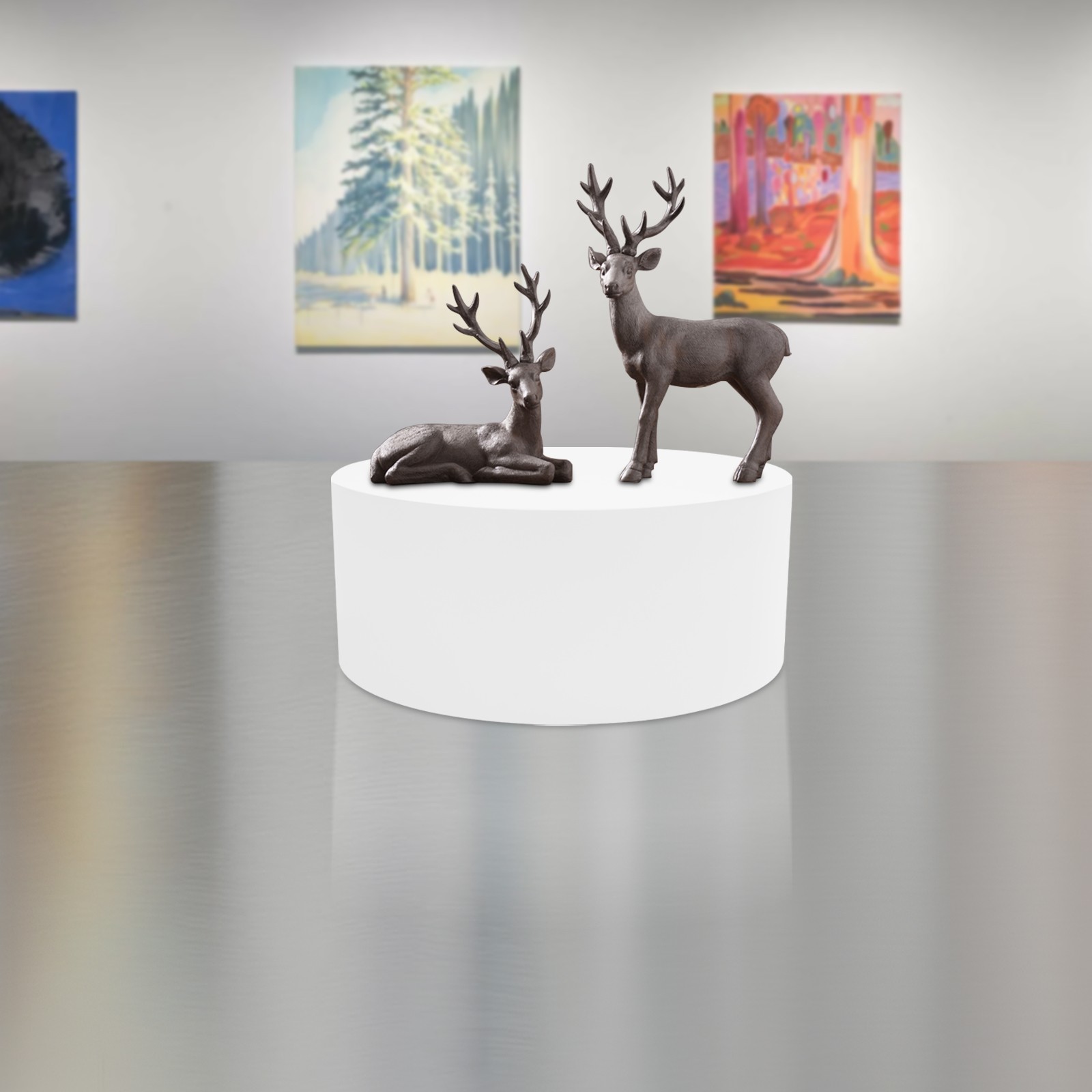 White Round Display Stand 19.7x7.9in 220.46lbs Load Iron No Assembly Freestanding Mannequin Sculpture Holder