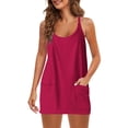 thumbnail image 7 of Uheoun Womens Tennis Dress Workout Mini Dress with Shorts Sleeveless Spaghetti Straps Golf Athletic Dresses, 7 of 7