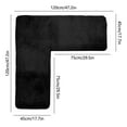 thumbnail image 2 of L-Shaped Plush Bathroom Mat - 120x120cm Non-Slip Absorbent Rug for Bathtubs, Showers, & Kitchens, Black, 2 of 5