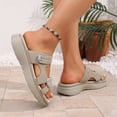 thumbnail image 4 of Pandaie Womens Fashion Orthotic Slides Plantar Fasciitis Arch Support Slip on Flat Sandals Ladies Soft Cushion Yoga Mat Slippers with Adjustable Straps Beige 8, 4 of 9