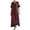 Wine(Dress), variant on GUACER V-Neck Maxi Dress for Women Cotton Linen Casual Short Sleeve Contrast Trim Boho Long Dresses with Ruffle Hem