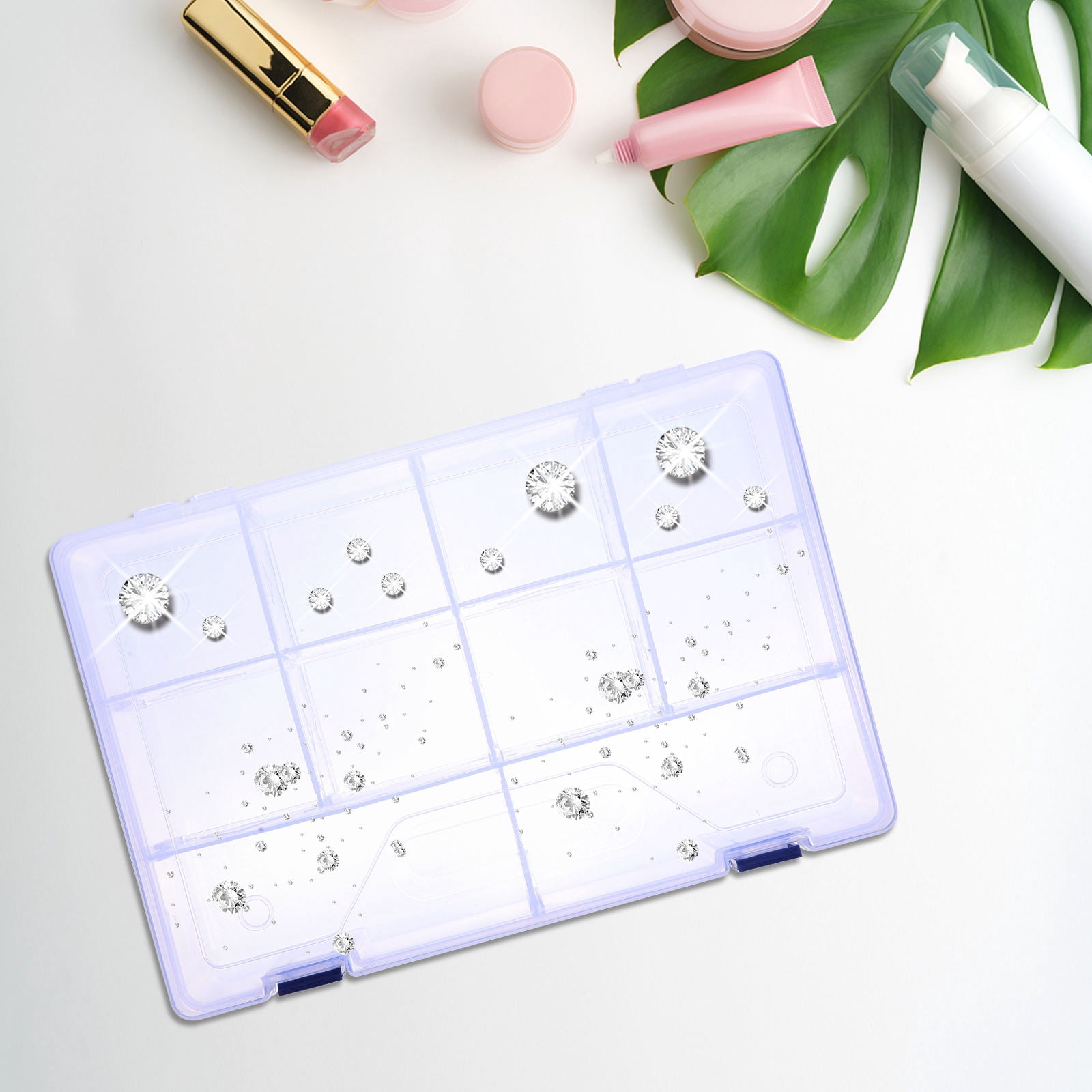 LABSERRON 2Pcs Transparent Case For Beads Rectangular Multi-Grid Organizer Box