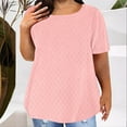 thumbnail image 2 of WCMZJ Plus Size Tops for Women Summer Short Sleeve Shirts Crew Neck Cute Eyelet Tees Tops Pink 3XL, 2 of 5