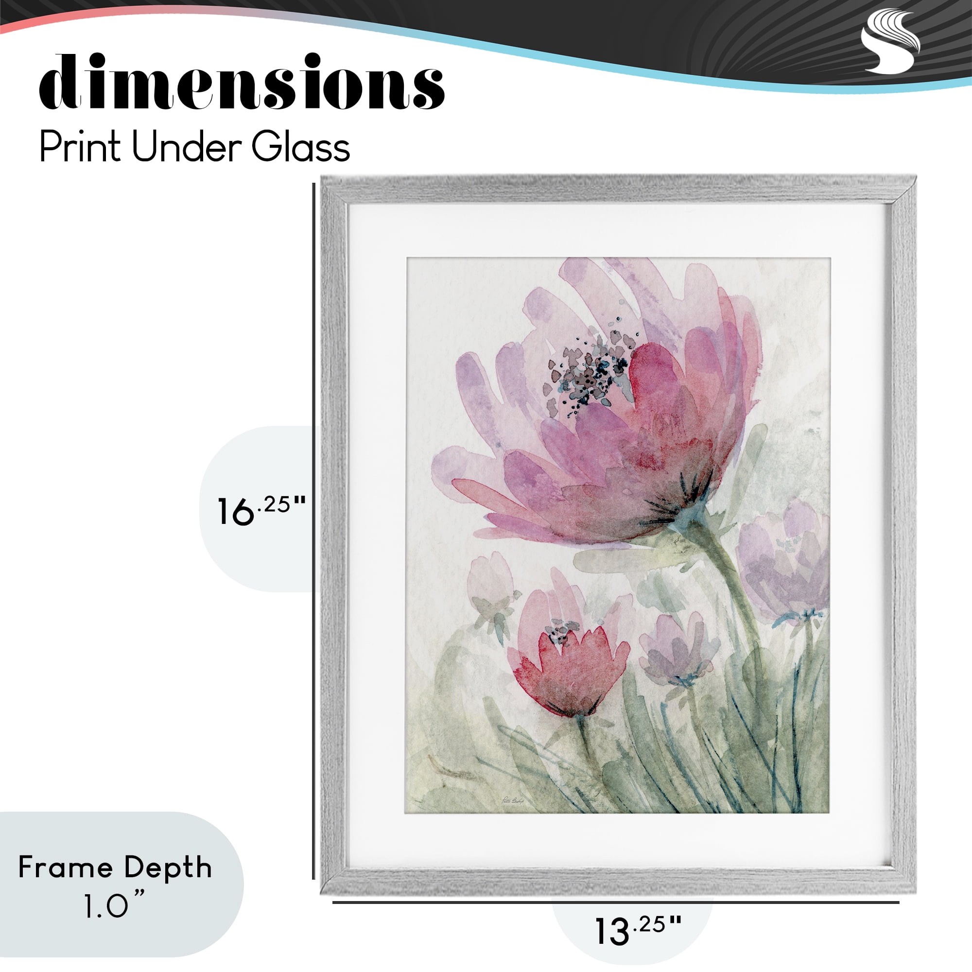 Stupell Industries Pink Flower Blossoms Gray Framed Print Under Glass, design by Patti Bishop