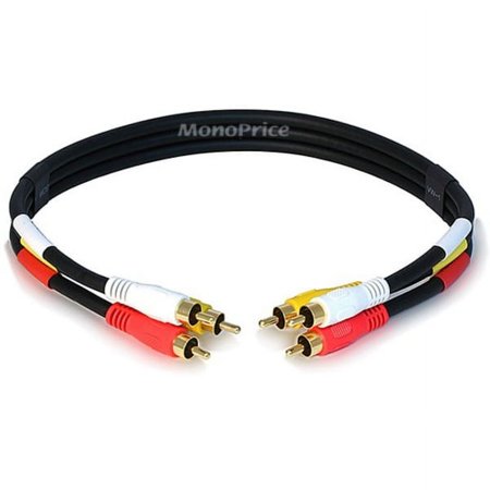 UPC: 0844660060260 | Monoprice Video Cable – 1.5 Feet – Black | Triple RCA Stereo Video Dubbing Composite Cable  Gold Plated Connectors