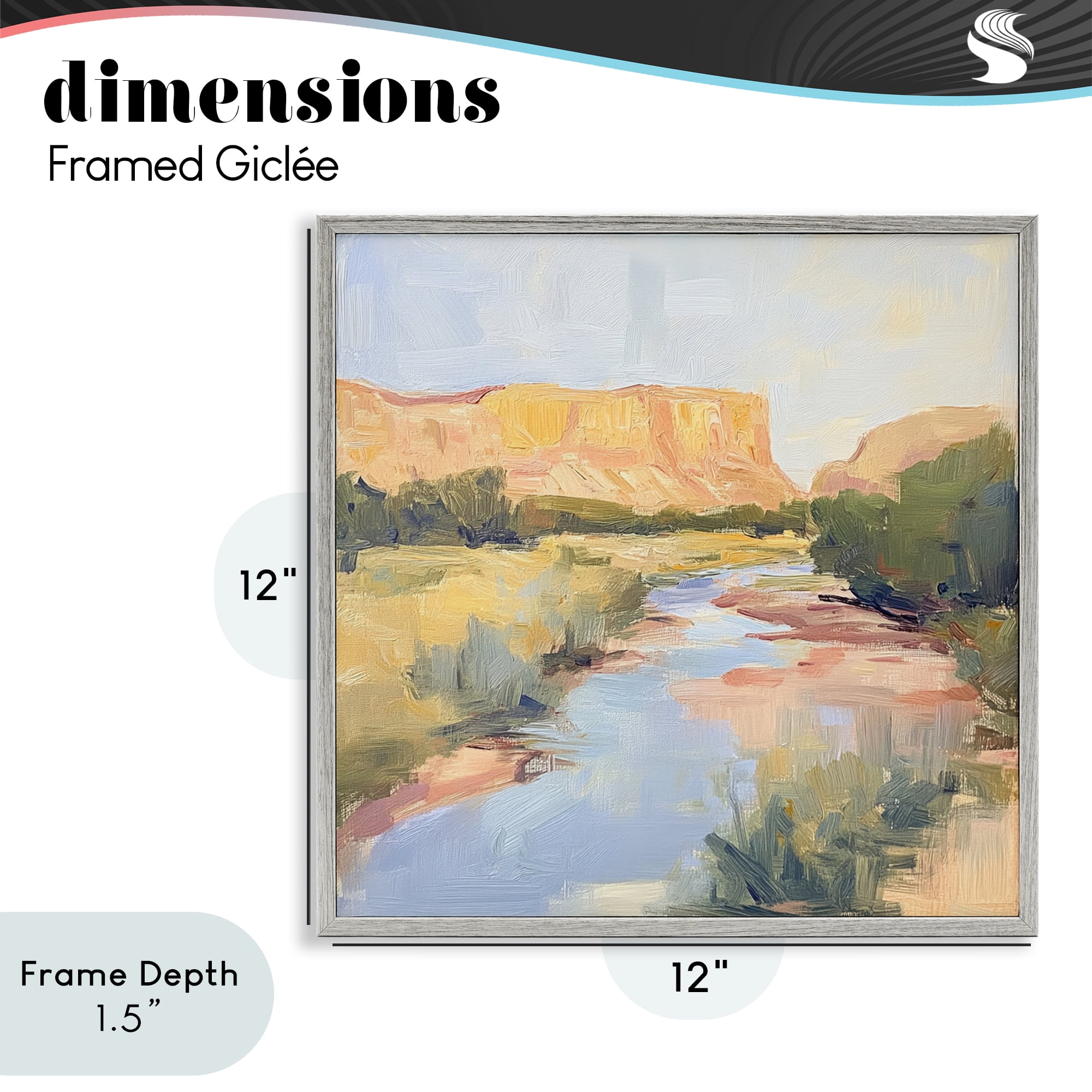 Stupell Industries Painted Plateau River Reflection Gray Framed Giclee Art, design by Petal Prints Design