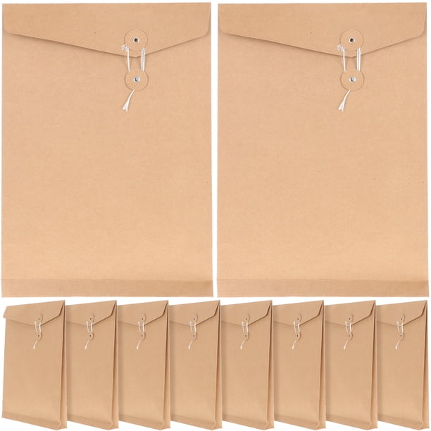 10 sobres de papel kraft con cierre de cordón para organizar documentos y archivos