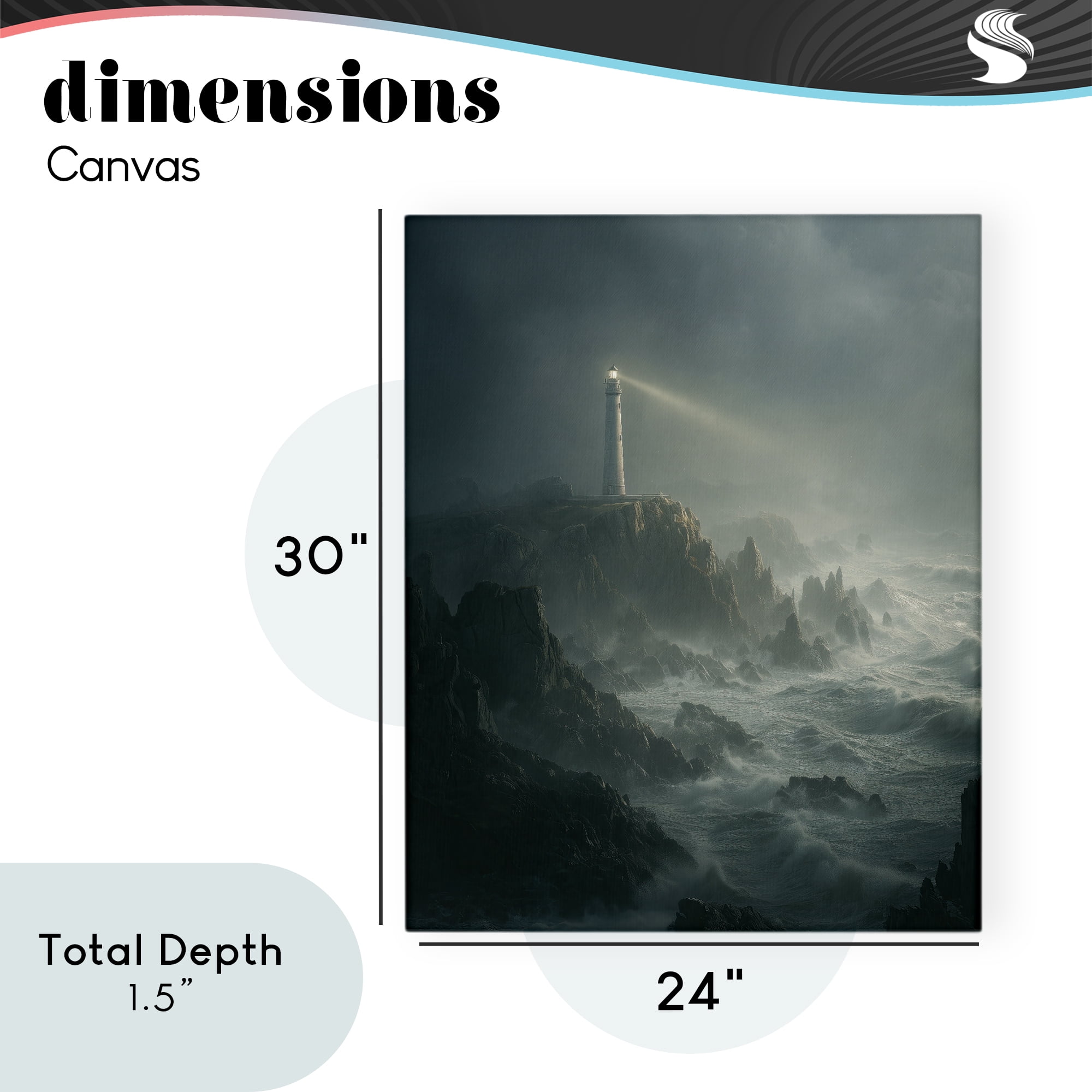 Lighthouse and Stormy Cliff Canvas Wall Art, design by Ziwei Li