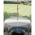 thumbnail image 2 of Outdoor Tablecloth with Umbrella Hole, Haze Blue Grey Stripe Spillproof Waterproof Outdoor Table Cover, Modern Art Horizontal Striped Patio Tablecloths for Party/Garden/Picnic, Round 54 inch, 2 of 9