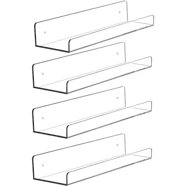Estantes acrílicos para colgar en el dormitorio, estantes de baño estéticos, estantería transparente montada en la pared para niños, estantes Pop de 4 Uds.