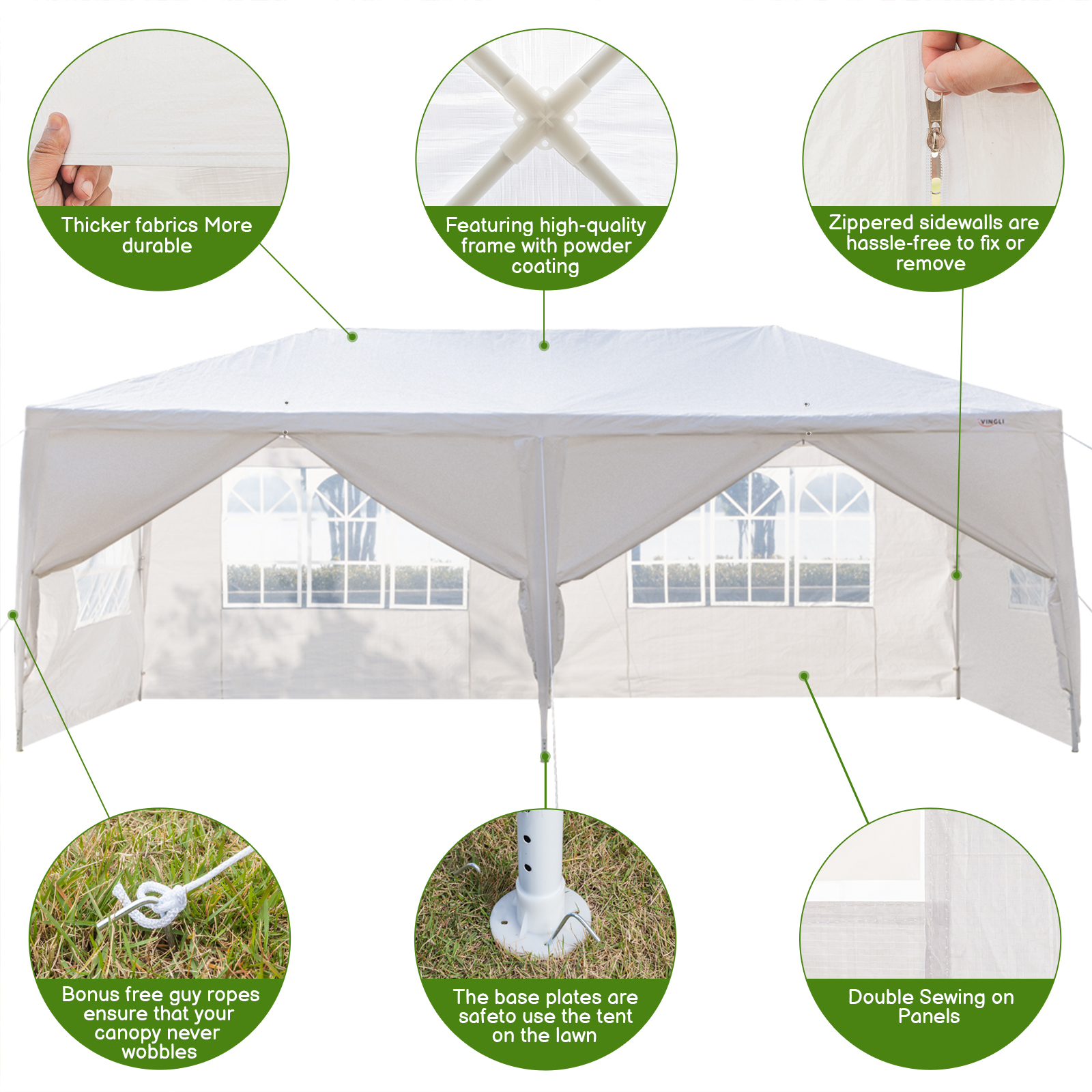 Ktaxon 10'x 20' Party Tent Outdoor Gazebo Wedding Canopy Tent with Sides White - image 4 of 9