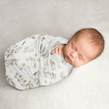 UPC: 0846480088578 | Botanical Taupe Baby Swaddle Receiving Blanket by Sweet JoJo Designs