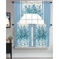 thumbnail image 3 of Eucalyptus Aqua Kitchen Curtains Swag Valance and Tier Curtains Set 24 Inch Length, Stripes Bottle Flower Cactus Plant Rod Pocket Drape Panels Pair Swag Curtains for Bathroom/Cafe/Window, 3 of 6