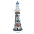 thumbnail image 4 of 7" x 16" Blue Wood Light House Sculpture with Netting, by DecMode, 4 of 10