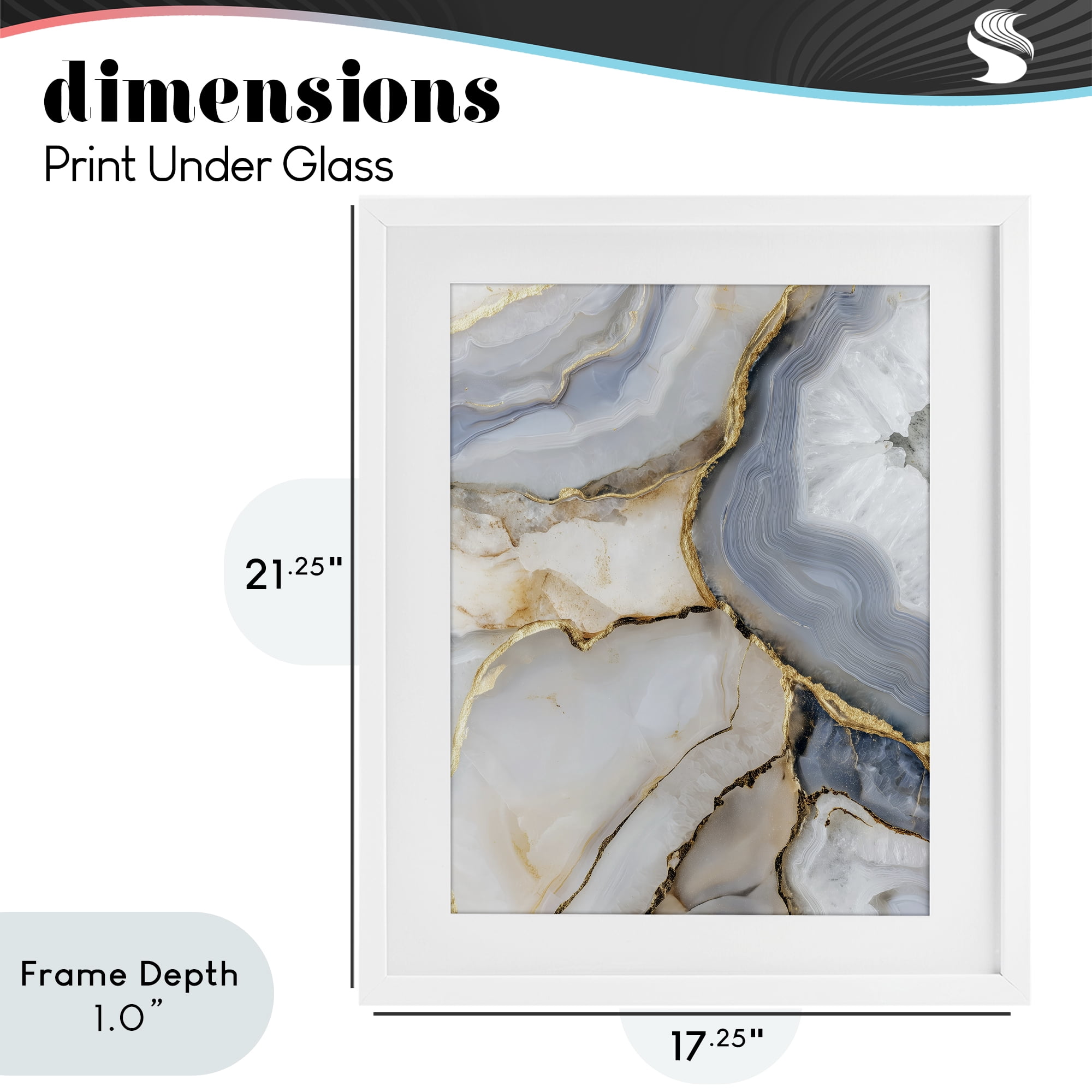 Stupell Industries White And Gray Geode White Framed Print Under Glass, design by Svetlana Aleynikova
