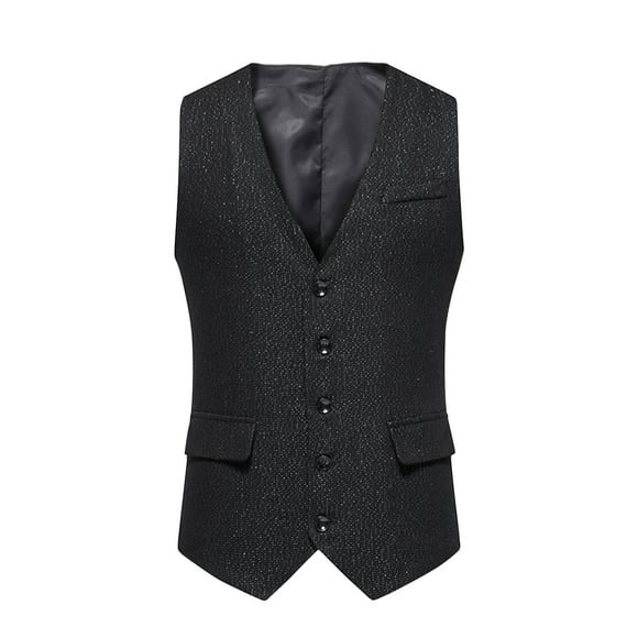 Vest for Men Sleeveless Sweater Vest Solid Color Midevil V-Neck Casual Daily Fitted Outwear(Black,2XL)