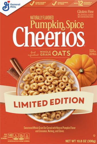 Pumpkin Spice Cheerios, Gluten OIF8&nbsp;Free Breakfast Cereal, 10.8 OZ