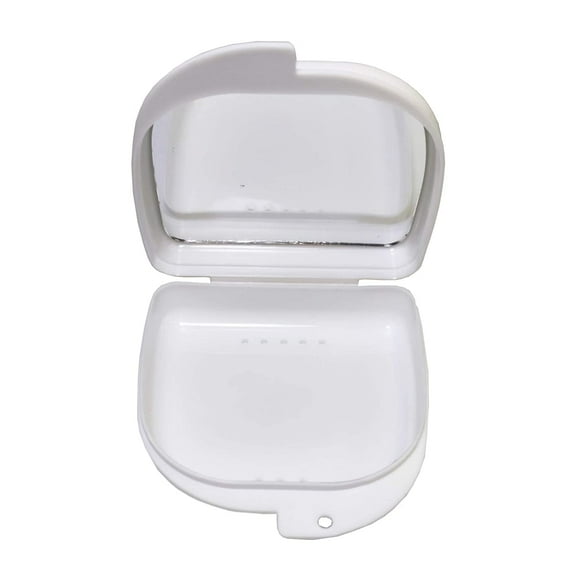 Retainer Case with Mirror Retainer Container Partial Denture Storage Box Denture Bath Case Cup Box Holder Storage